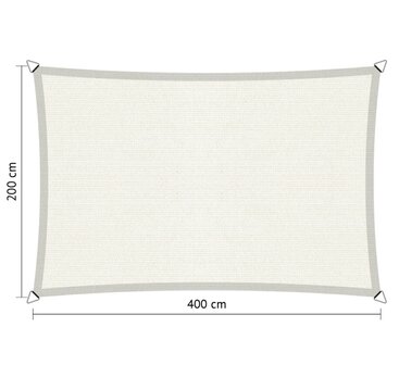 Premium schaduwdoek 2x4m rechthoek waterdoorlatend Artic White