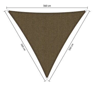 Premium schaduwdoek 3.6x3.6x3.6m driehoek waterdoorlatend Japanese Brown