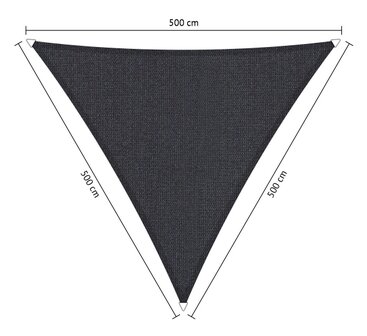 Premium schaduwdoek 5x5x5m driehoek waterdoorlatend Carbon Black