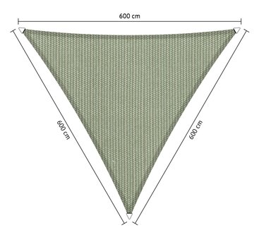 Premium schaduwdoek 6x6x6m driehoek waterdoorlatend Moonstone Green