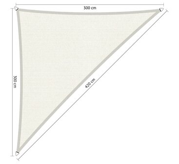 Premium schaduwdoek 3x3x4.2m driehoek waterdoorlatend Artic White