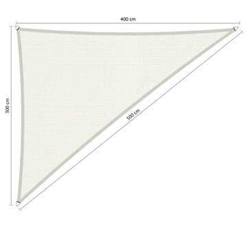 Premium schaduwdoek 3x4x5m driehoek waterdoorlatend Artic White