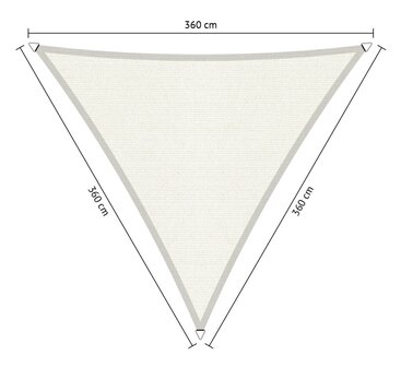 Premium schaduwdoek 3.6x3.6x3.6m driehoek waterdoorlatend Artic White