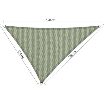 Premium schaduwdoek 2.5x3x3.5m driehoek waterdoorlatend Moonstone Green
