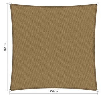 Premium schaduwdoek 5x5m vierkant waterafstotend Original Camel