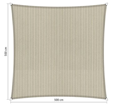 Premium schaduwdoek 5x5m vierkant waterdoorlatend Sahara Sand