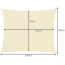 Schaduwdoek waterafstotend 2x3m rechthoek beige