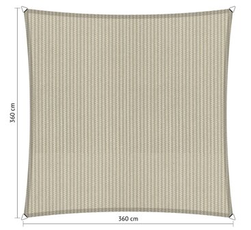 Premium schaduwdoek 3.6x3.6m vierkant waterdoorlatend Sahara Sand