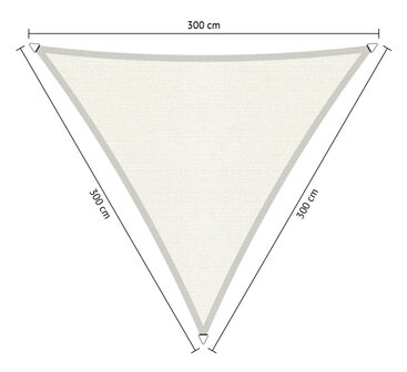 Premium schaduwdoek 3x3x3m driehoek waterdoorlatend Artic White