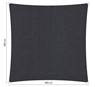 OUTLET schaduwdoek 4x4m vierkant waterdoorlatend Carbon Black