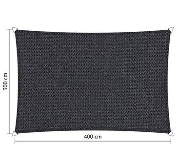 OUTLET schaduwdoek 3x4m rechthoek waterdoorlatend Carbon Black