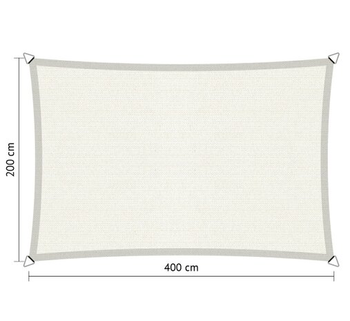 Premium schaduwdoek 2x4m rechthoek waterdoorlatend Artic White