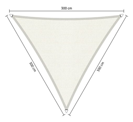 Premium schaduwdoek 3x3x3m driehoek waterdoorlatend Artic White