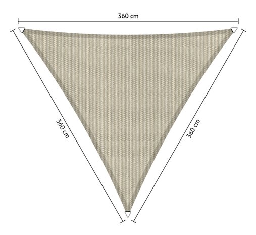 Premium schaduwdoek 3.6x3.6x3.6m driehoek waterdoorlatend Sahara Sand