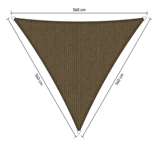 Premium schaduwdoek 3.6x3.6x3.6m driehoek waterdoorlatend Japanese Brown