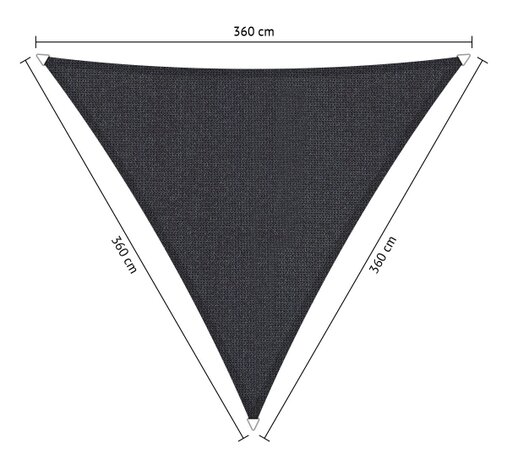 Premium schaduwdoek 3.6x3.6x3.6m driehoek waterdoorlatend Carbon Black
