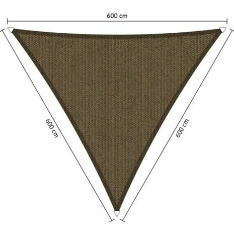 Premium schaduwdoek 6x6x6m driehoek waterdoorlatend Japanese Brown