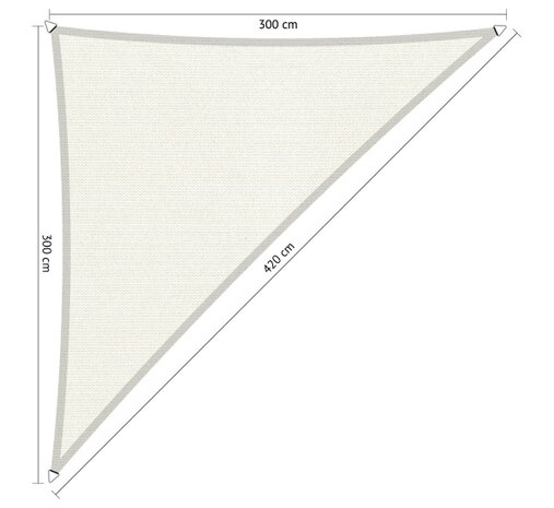 Premium schaduwdoek 3x3x4.2m driehoek waterdoorlatend Artic White