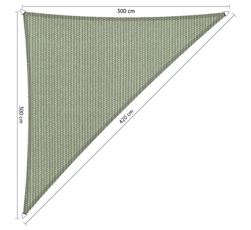 Premium schaduwdoek 3x3x4.2m driehoek waterdoorlatend Moonstone Green