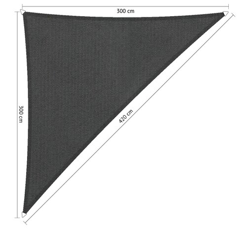 Premium schaduwdoek 3x3x4.2m driehoek waterdoorlatend Carbon Black