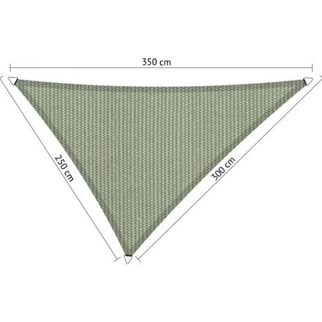 Premium schaduwdoek 2.5x3x3.5m driehoek waterdoorlatend Moonstone Green