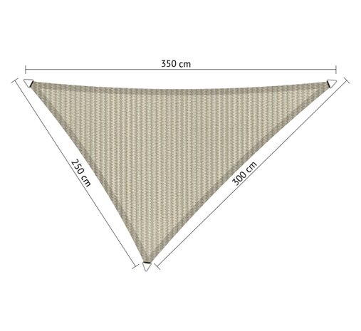 Premium schaduwdoek 2.5x3x3.5m driehoek waterdoorlatend Sahara Sand