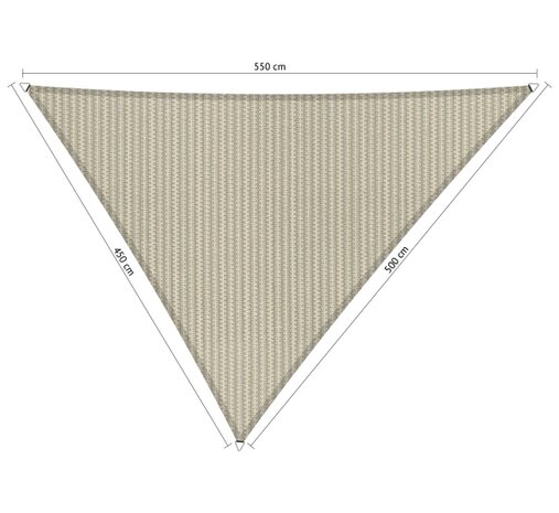 Premium schaduwdoek 4.5x5x5.5m driehoek waterdoorlatend Sahara Sand