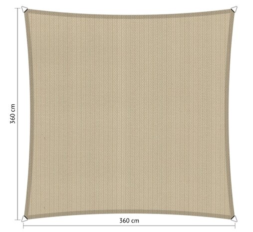 Premium schaduwdoek 3.6x3.6m vierkant waterdoorlatend Neutral Sand