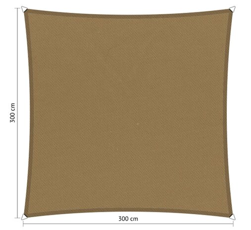 Premium schaduwdoek 3x3m vierkant waterafstotend Original Camel