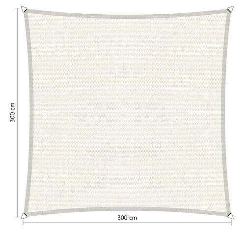 Premium schaduwdoek 3x3m vierkant waterdoorlatend Artic White