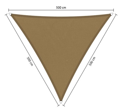 Premium schaduwdoek 5x5x5m driehoek waterafstotend Original Camel