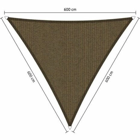 Premium schaduwdoek 6x6x6m driehoek waterdoorlatend Japanese Brown