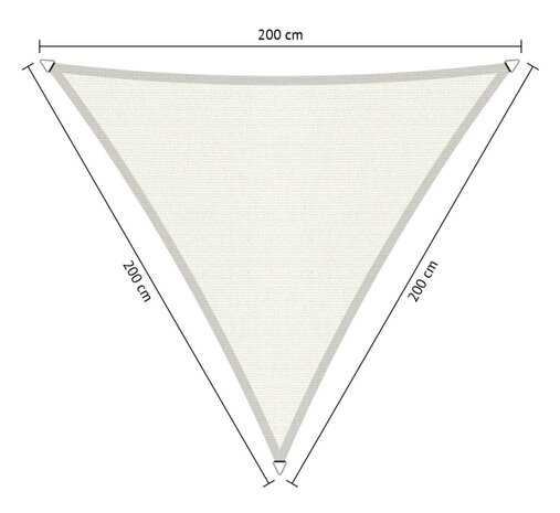 Premium schaduwdoek 2x2x2m driehoek waterdoorlatend Artic White