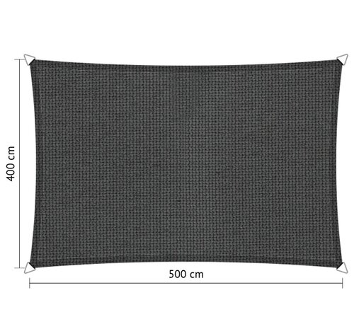 OUTLET Premium schaduwdoek 4x5m rechthoek waterdoorlatend Carbon Black