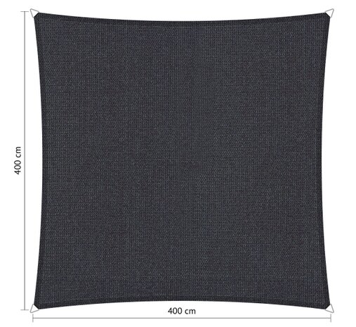 OUTLET schaduwdoek 4x4m vierkant waterdoorlatend Carbon Black
