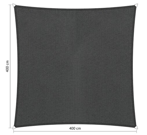 OUTLET schaduwdoek 4x4m vierkant waterdoorlatend Carbon Black