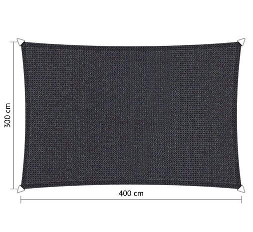 OUTLET schaduwdoek 3x4m rechthoek waterdoorlatend Carbon Black